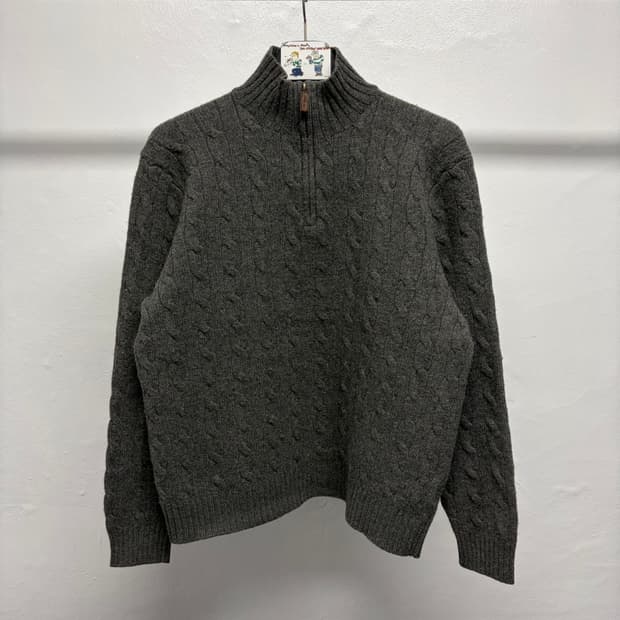 폴로 램스울 니트 반집업