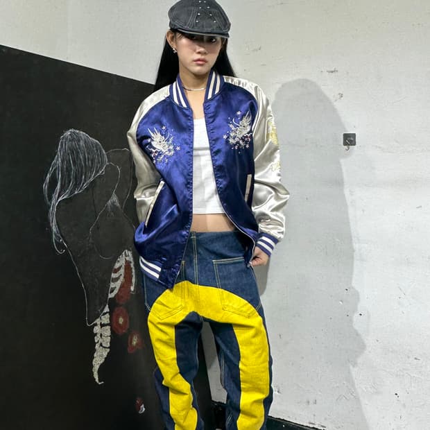 Jpn 일본빈티지 재패니즈 오리엔탈 old 보라 용 스카잔 자켓