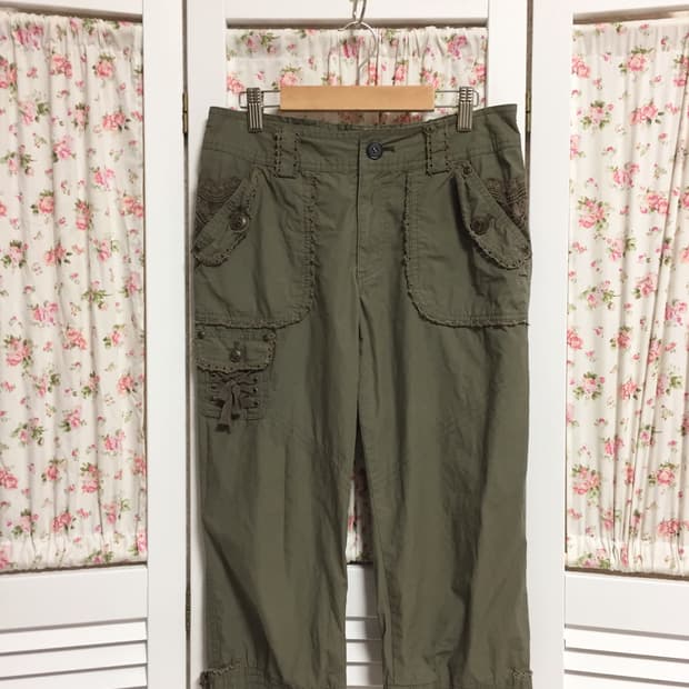 빈티지 엑시즈팜 카키 7부팬츠 