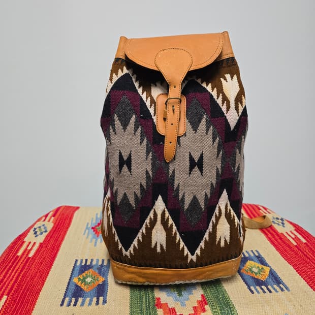 Vintage 핸드메이드 울 가죽 에스닉 백팩
