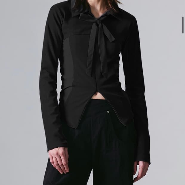 나체 TIE JERSEY SHIRT ZIP-UP BLACK