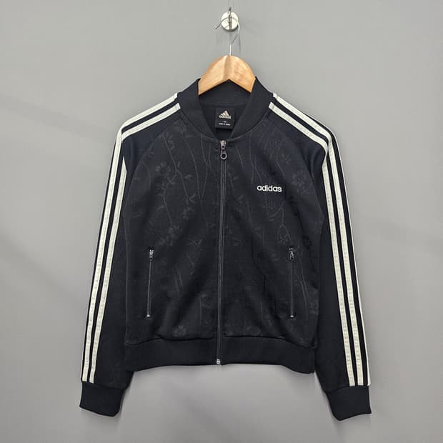 아디다스 플로럴 자카드 트랙탑 블랙