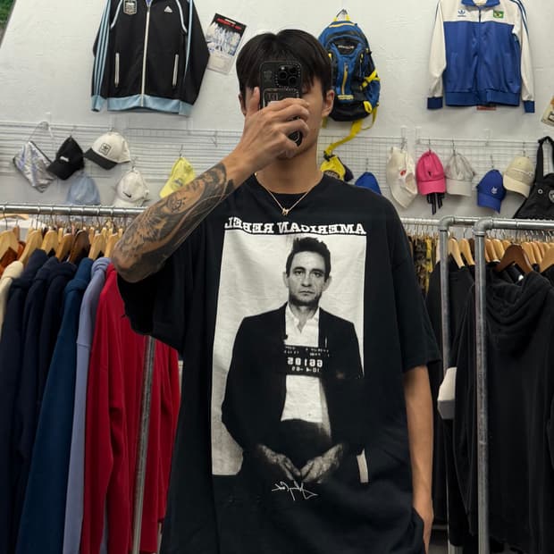 Johnny Cash 00‘s 올드스쿨 블랙 반팔티 XXL