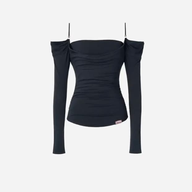 새)뉴얼린 eve draping off shoulder blouse 블루