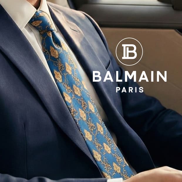 발망 실크 블루 바로크 패턴 넥타이 9.4cm S~A+등급 K1783
