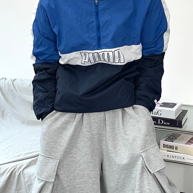 푸마 빅로고 후드 바람막이 아노락 L