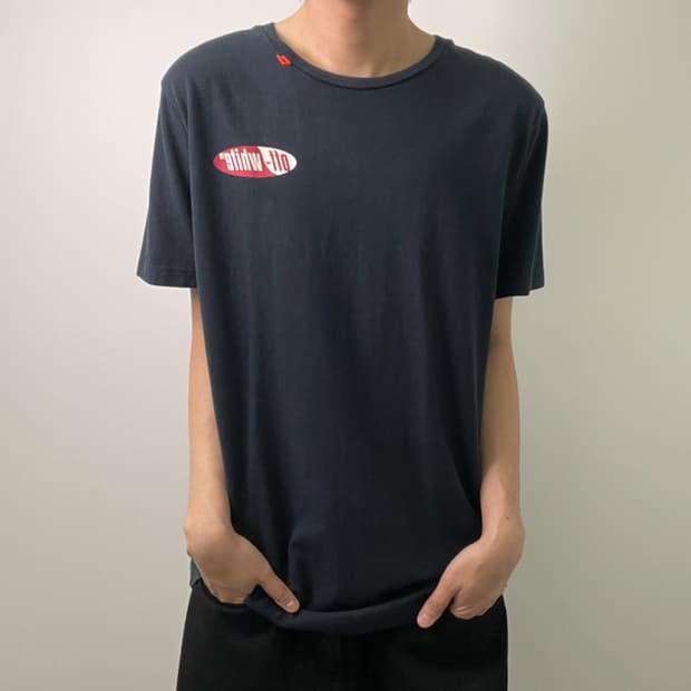 19SS 오프화이트 스플릿 로고 반팔 티셔츠 블랙 L