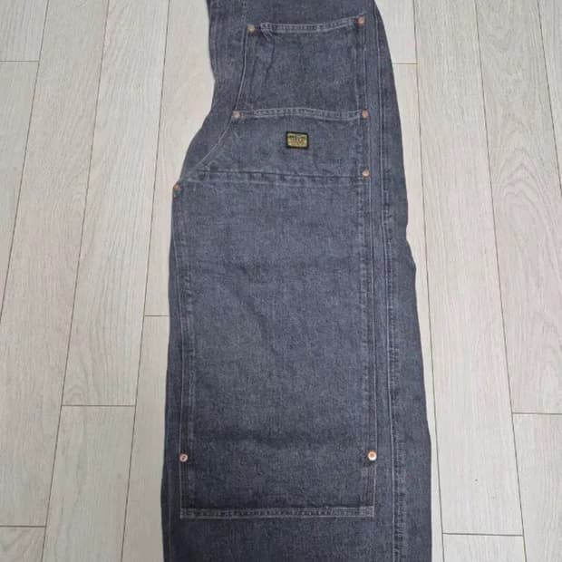 캐피탈 14온즈 데님 더블 니 이지 배기 팬츠 블랙 키나리