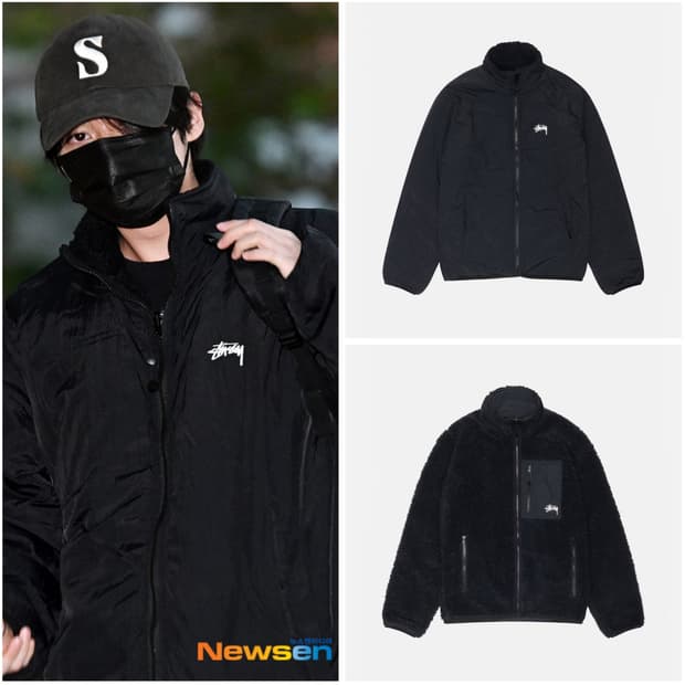 스투시 쉐르파 리버시블 자켓 블랙 L