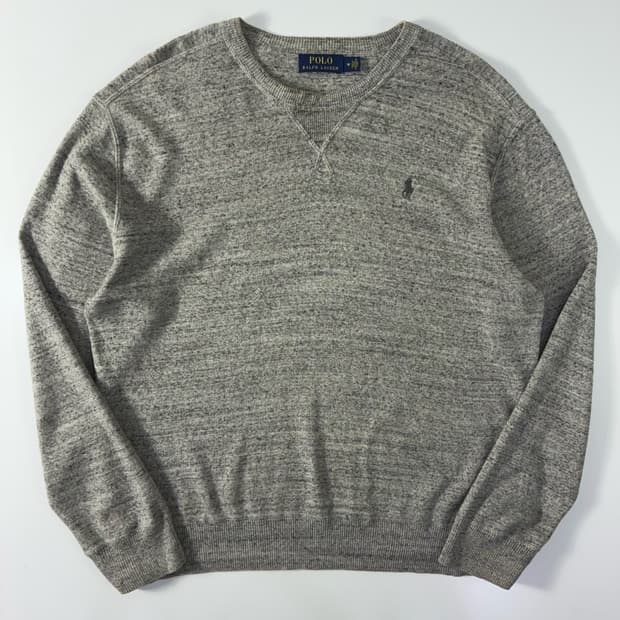 Polo  폴로 랄프로렌 자수 코튼 그레이 니트 