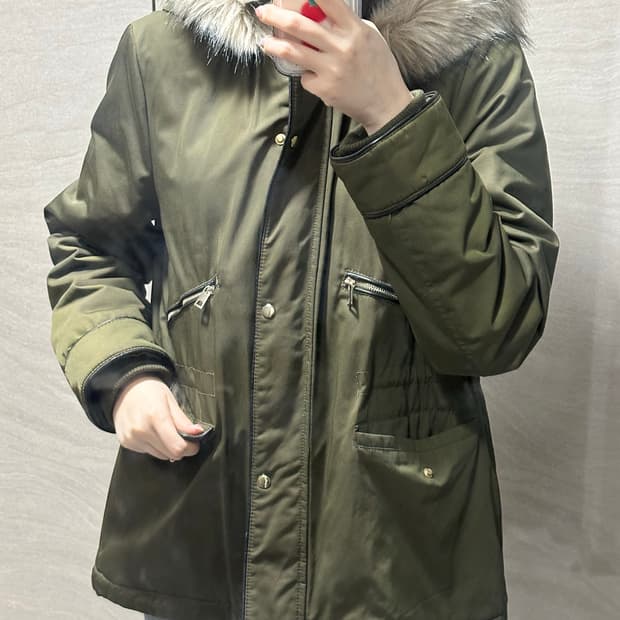 자라 퍼 후드 야상 파카 / 카키