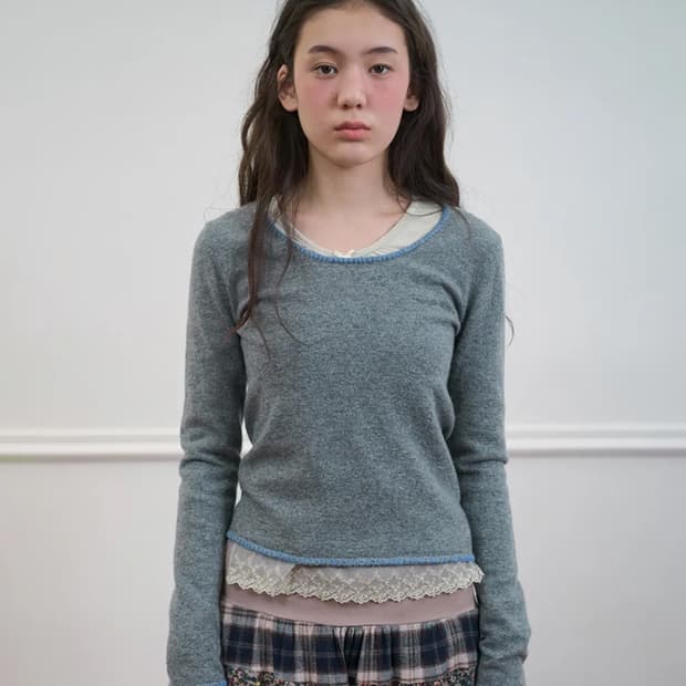 노컨텐츠 스티치 니트 _ 그레이