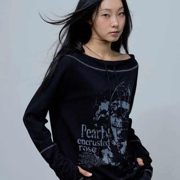 팬시클럽 펄 로즈 오프숄더 (BLACK)