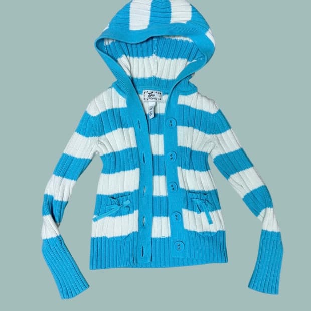 Gap 블루+화이트 스트라이프 후드 가디건