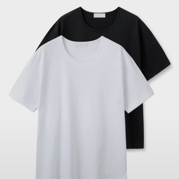 미나브 쿨코튼 유넥 반팔 티셔츠 블랙 화이트 SET M팝니다