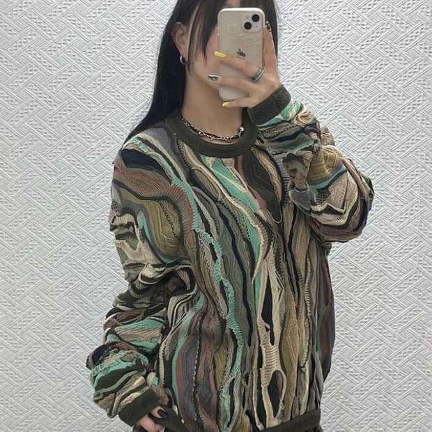 쿠지 히피 보헤미안 입체텍스처 니트 M C07568