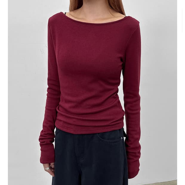 블랙업 르메디 보트넥 긴팔티 (와인)