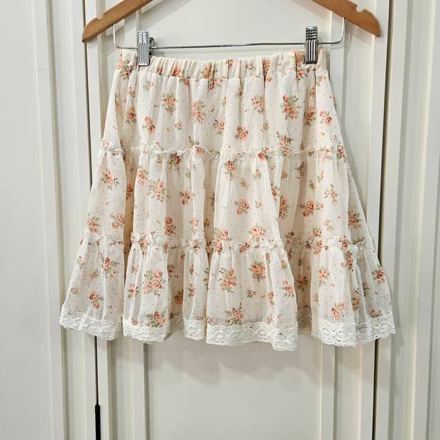 플라워 캉캉 레이스 스커트
