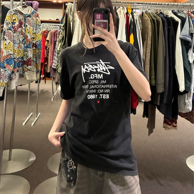 M) Stussy 빈티지 로고 레터링 반팔