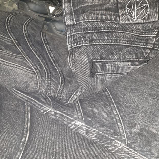 NOFAITH STUDIOS 웨이브 플레어 데님 워싱 팬츠