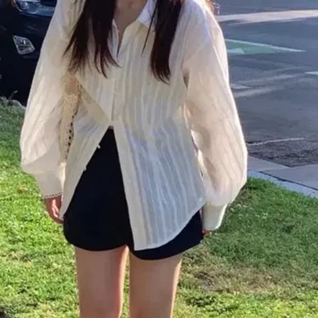 위드아웃썸머 플립 레이스 화이트 셔츠 블라우스 F