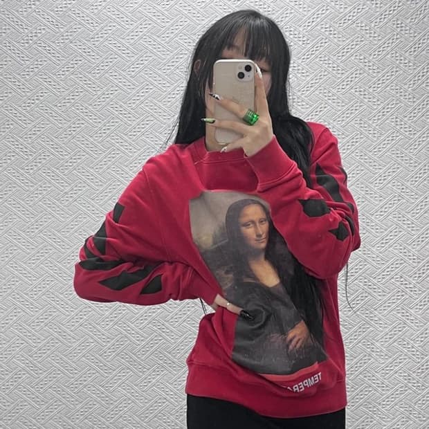 오프화이트 올드스쿨 스트릿 힙합 모나리자 맨투맨 XXS C08662