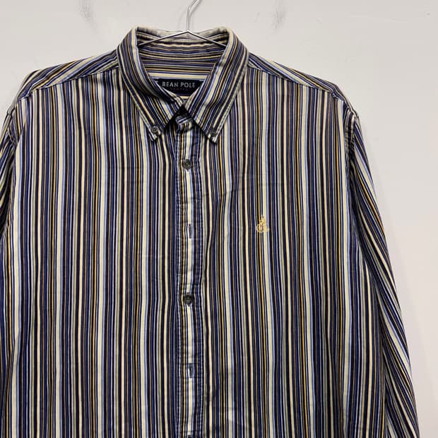 빈폴 스포츠 배색 스트라이프 벨벳 오버핏 셔츠