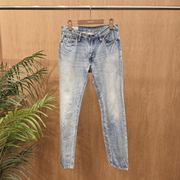 리바이스 511 워싱 데님 팬츠 레드 로고 탭 슬림 스트레이트핏 연청