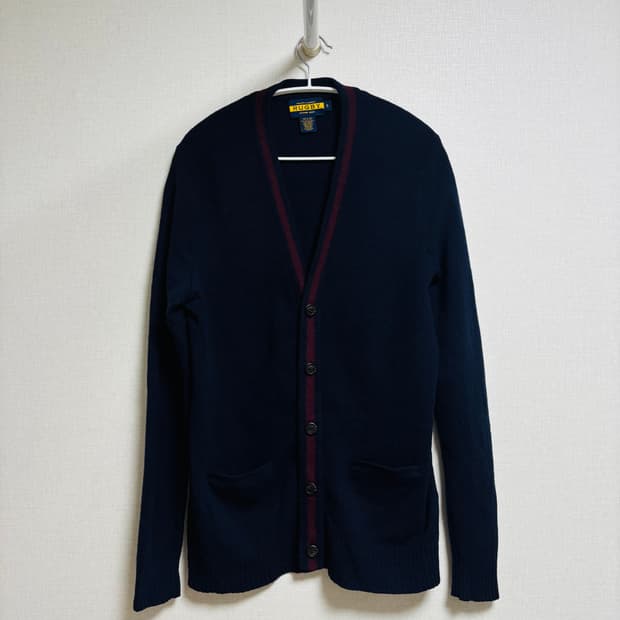 RALPH LAUREN RUGBY 배색 울 가디건