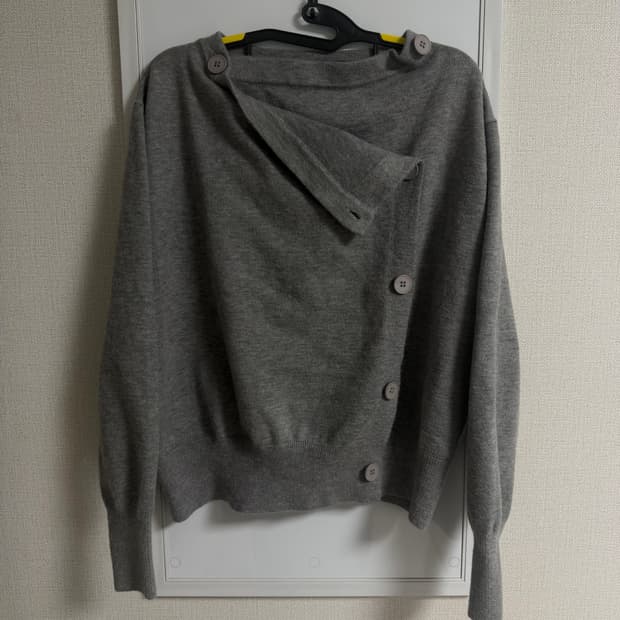 vintage 사선 단추 니트 집업 