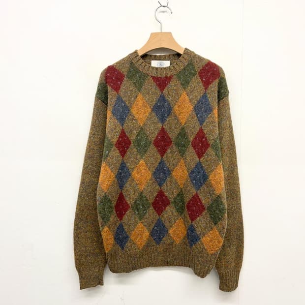 제이프레스 아가일 체크 패턴 니트