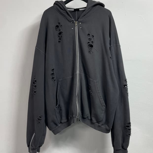 VTG 그레이 디트로이트 박시핏 후드집업 (on.418)