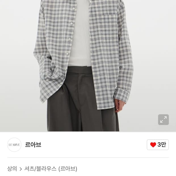 르아브 브리즈 오버사이즈 미니 옴브레 체크 셔츠 블루