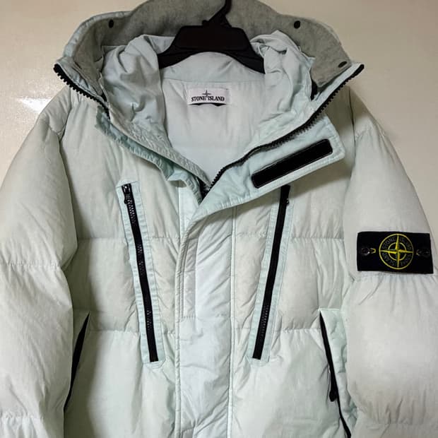 스톤아일랜드 크링크랩스 아이스블루 롱패딩 