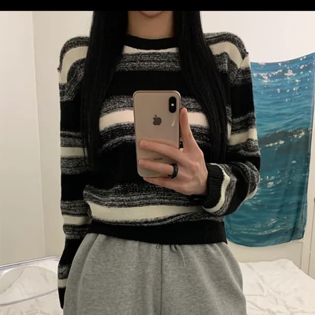 에이블리 스트라이프 니트