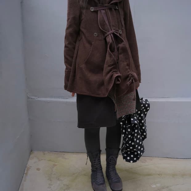 00s Bondage drape hood coat