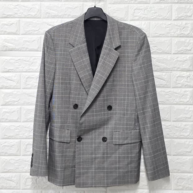 택포// 한섬 시스템옴므 체크 더블버튼 자켓 100