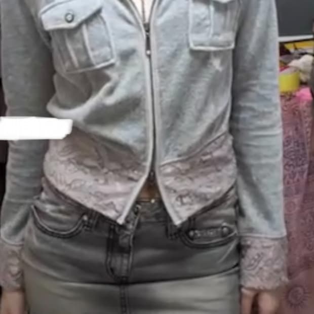 빈티지코디 세트(스커트+핑크레이스 후드집업)