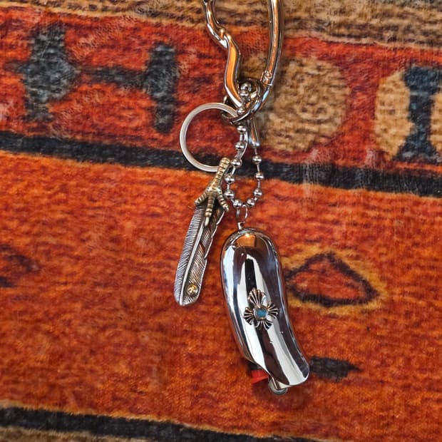CustomTurquoise Feather Lighter Keyring