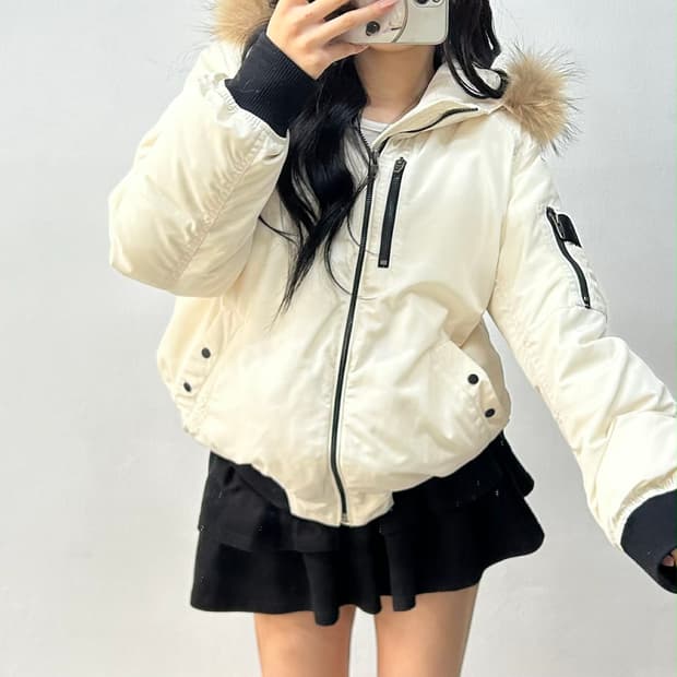 버커루 라쿤 y2k 울프죠 라쿤 퍼 자켓 숏 푸퍼 패딩(L)