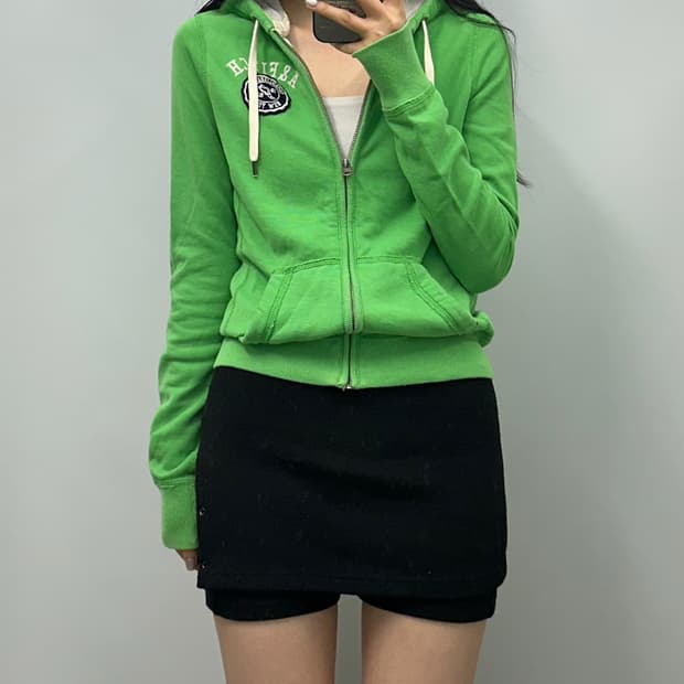 아베크롬비 y2k 와투케 그린 딱붙 후드집업