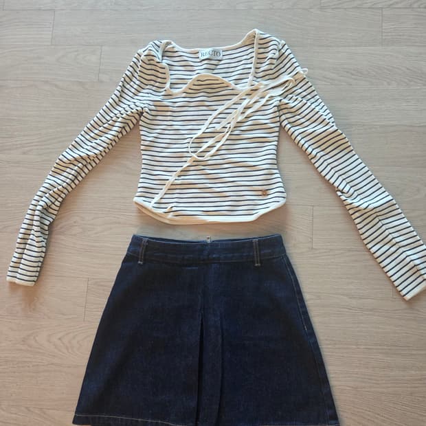 렉토 recto 시그니처 스트라이프 홀터 니트 M