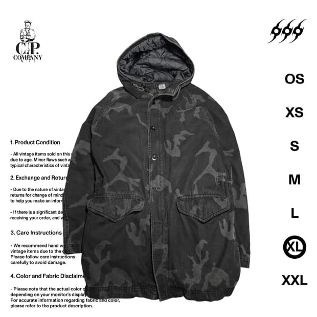 C.P 컴퍼니 카모 누빔 105사이즈 후드자켓