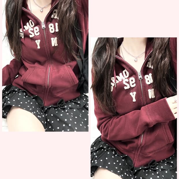 아베크롬비 빅로고 버건디 후드집업