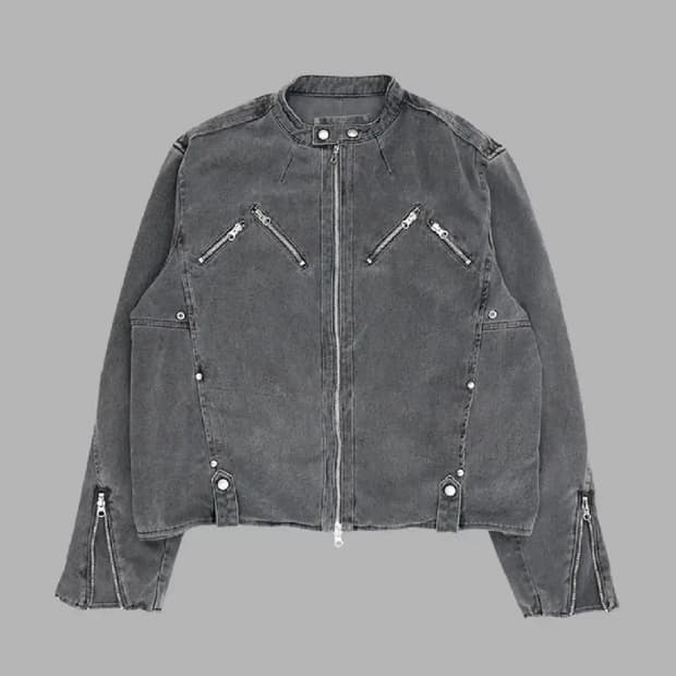 더뮤지엄비지터 피그먼트 라이더 자켓 M