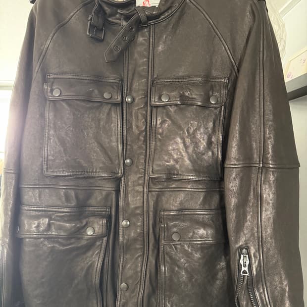 블랙아웃 레더 바이커 자켓