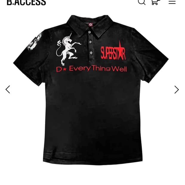 비엑세스 Unicorn Embroidery Polo T-Shirt L