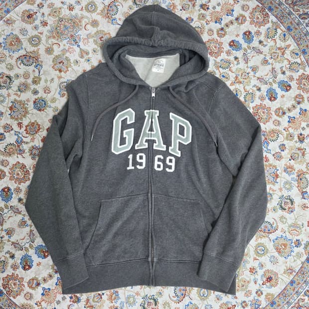 GAP 갭 아치로고 후드집업 차콜 그레이 남녀공용 M