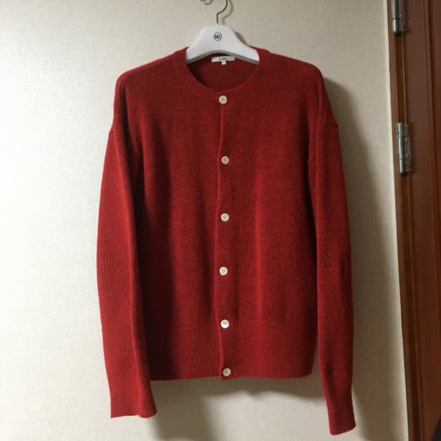 [3] MARINIERE FINE WOOL CARDIGAN RED