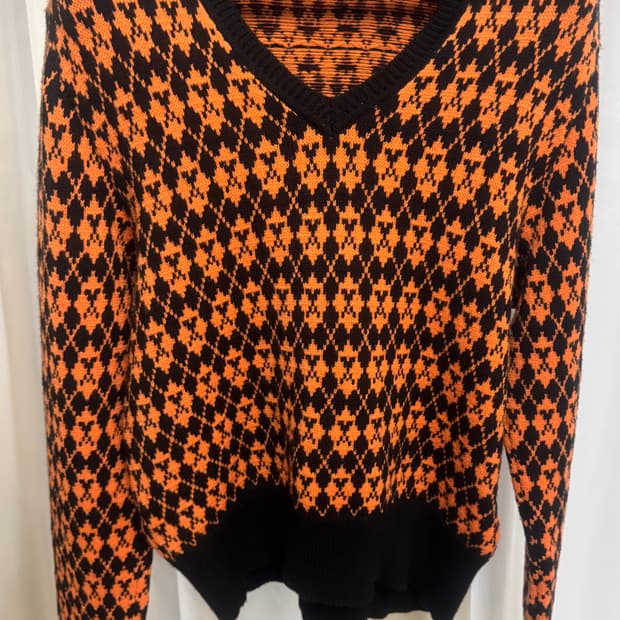 AMI 아미 아가일 니트 (블랙/오렌지)